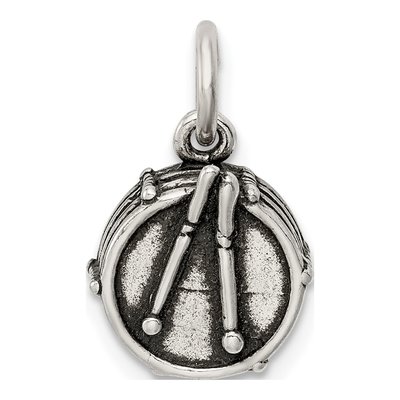 Sterling Silver Antiqued Drum Charm