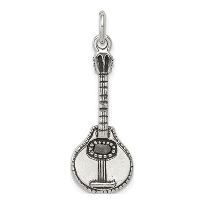 Sterling Silver Antiqued Mandolin Charm