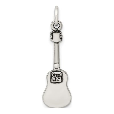 Sterling Silver Antiqued Guitar Pendant – view 4