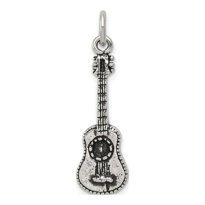 Sterling Silver Antiqued Guitar Pendant