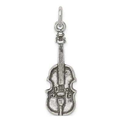 Sterling Silver Antiqued Viola Pendant
