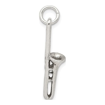 Sterling Silver Antiqued Trombone Pendant – view 3
