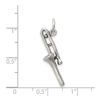 Sterling Silver Antiqued Trombone Pendant – view 4
