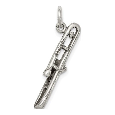 Sterling Silver Antiqued Trombone Pendant – view 5