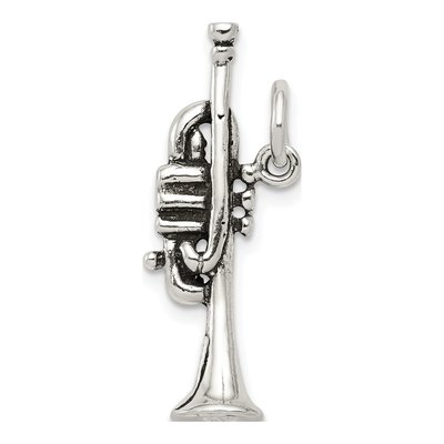 Sterling Silver Antiqued Trumpet Pendant