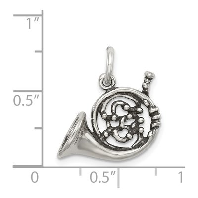 Sterling Silver Antiqued French Horn Charm – view 4