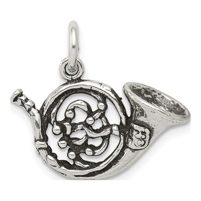 Sterling Silver Antiqued French Horn Charm – view 5