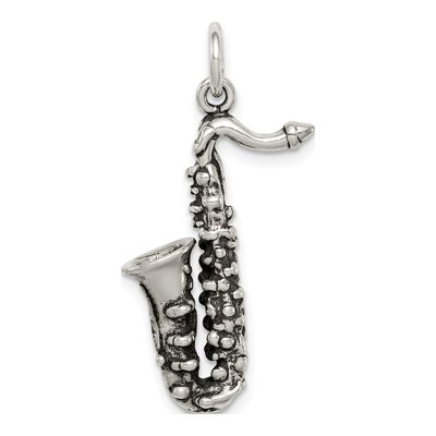 Sterling Silver Antiqued Saxophone Charm – view 5