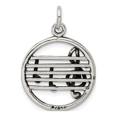 Sterling Silver Antiqued Music Staff Charm – view 4