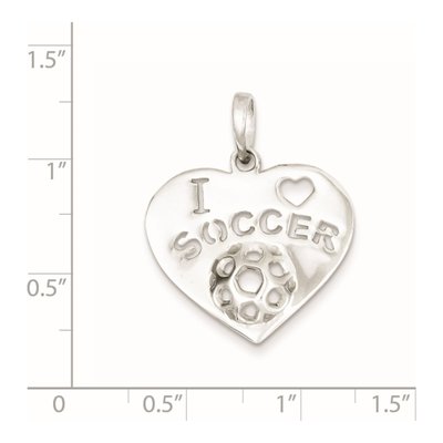 Sterling Silver I Love Soccer Heart Pendant – view 2