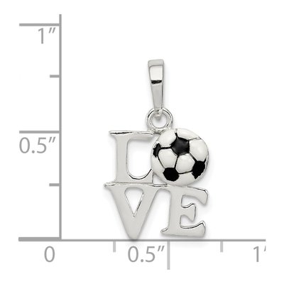 Sterling Silver Enamel Love Soccer Pendant – view 4