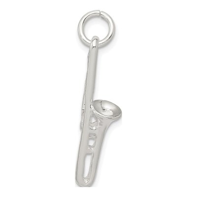 Sterling Silver 3D Trombone Pendant – view 3