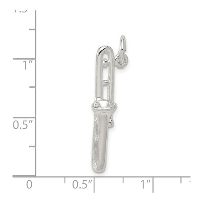 Sterling Silver 3D Trombone Pendant – view 4