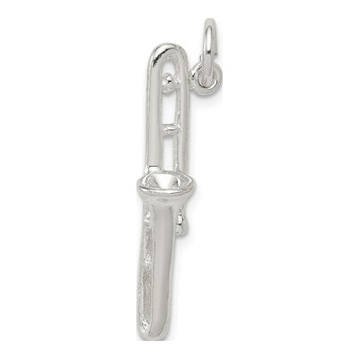 Sterling Silver 3D Trombone Pendant