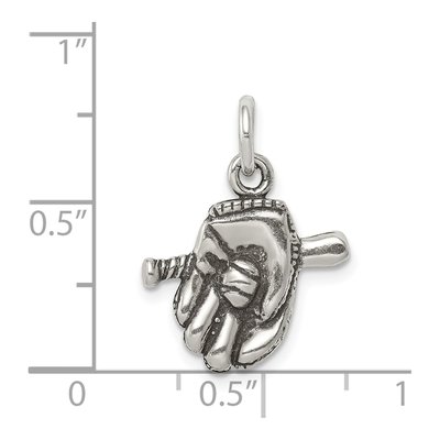 Sterling Silver Baseball Glove Bat Charm – view 4