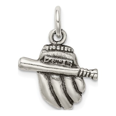 Sterling Silver Baseball Glove Bat Charm – view 5