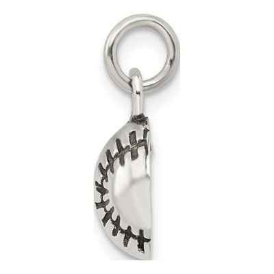 Sterling Silver Antiqued Baseball Charm – view 3