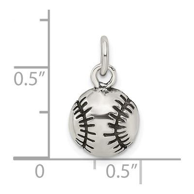 Sterling Silver Antiqued Baseball Charm – view 4