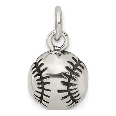 Sterling Silver Antiqued Baseball Charm