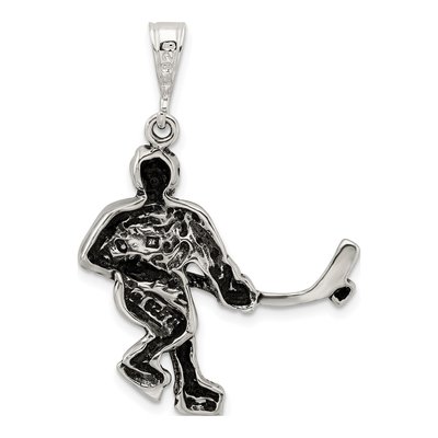 Sterling Silver Antiqued Hockey Player Charm – view 4