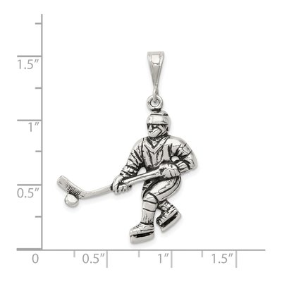 Sterling Silver Antiqued Hockey Player Charm – view 5