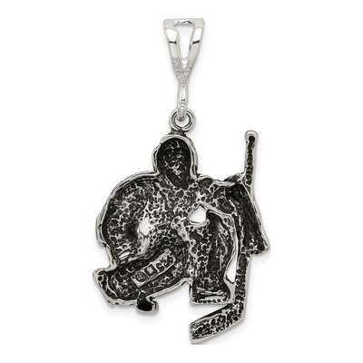 Sterling Silver Antiqued Hockey Player Charm – view 4