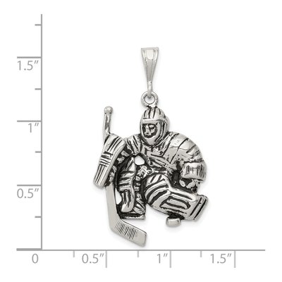 Sterling Silver Antiqued Hockey Player Charm – view 5