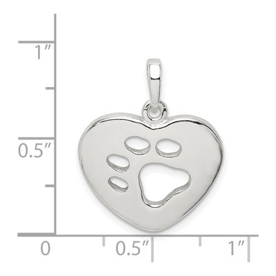 Sterling Silver Heart Paw Print Pendant – view 4