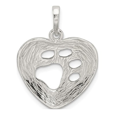 Sterling Silver Heart Paw Print Pendant – view 5