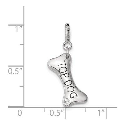 Sterling Silver CZ Dog Bone Charm – view 4