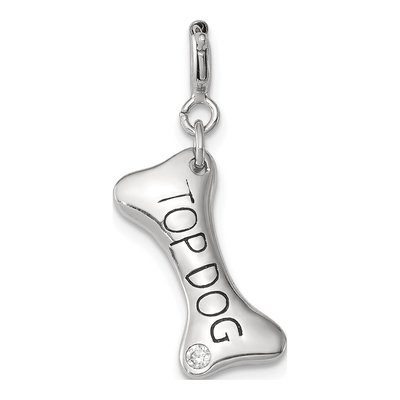 Sterling Silver CZ Dog Bone Charm