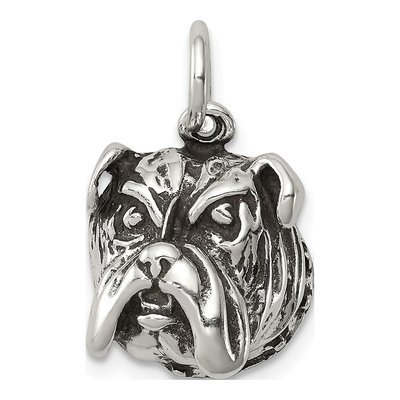 Sterling Silver Antiqued Bull Dog Charm