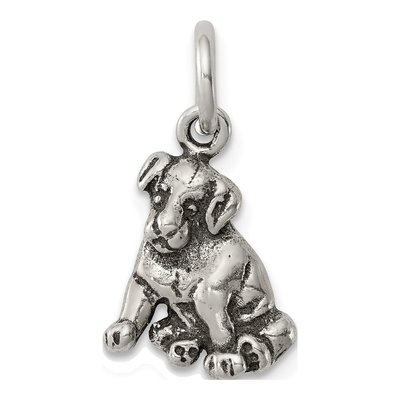 Sterling Silver Antiqued Dog Charm