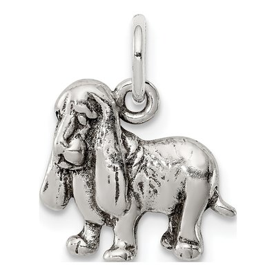 Sterling Silver Antiqued Basset Hound Charm
