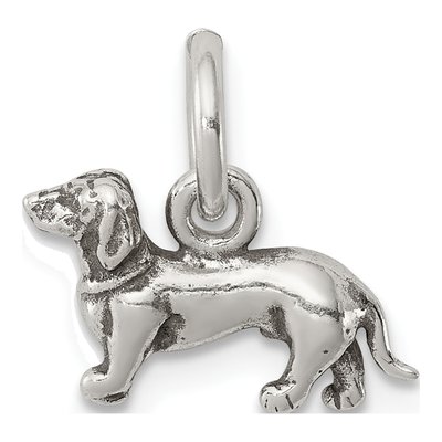 Sterling Silver Antiqued 3-D Dog Charm