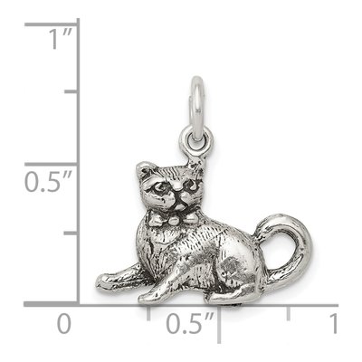Sterling Silver Antiqued Cat Pendant – view 4