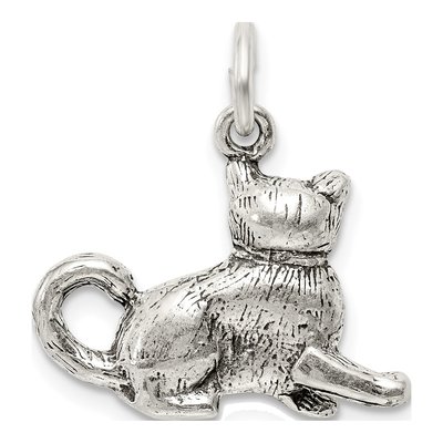 Sterling Silver Antiqued Cat Pendant – view 5