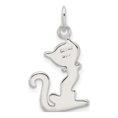 Sterling Silver Black Enameled Cat Charm – view 4