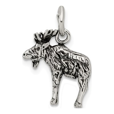 Sterling Silver Antiqued Moose Pendant – view 4