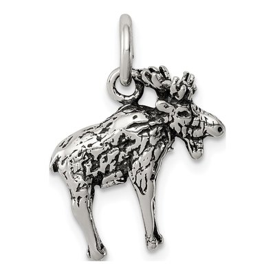 Sterling Silver Antiqued Moose Pendant