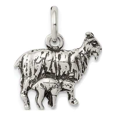 Sterling Silver Antiqued Goat Pendant