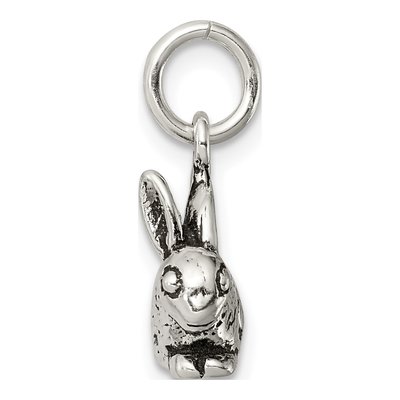 Sterling Silver Antiqued 3D Rabbit Charm – view 3