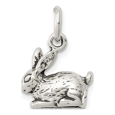 Sterling Silver Antiqued 3D Rabbit Charm