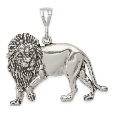 Sterling Silver Antiqued Lion Pendant