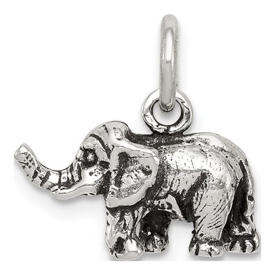 Sterling Silver Antiqued Elephant Charm