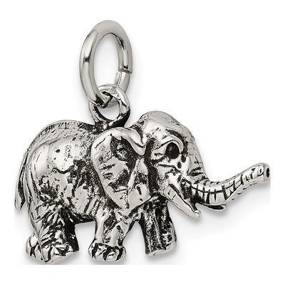 Sterling Silver Antiqued 3D Elephant Charm – view 6