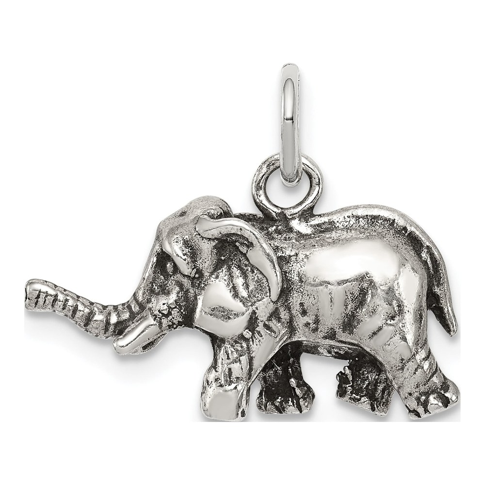 Sterling Silver Antiqued 3D Elephant Charm