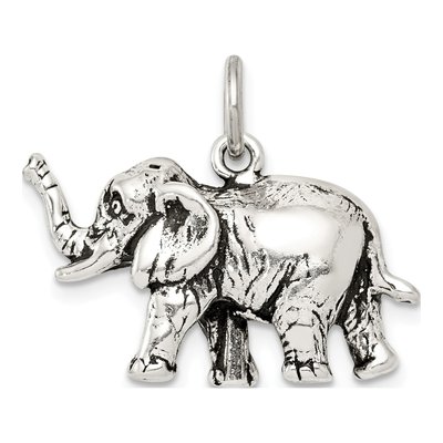Sterling Silver Antiqued Elephant Charm