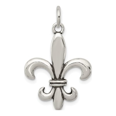 Sterling Silver Antiqued Fleur de Lis Charm
