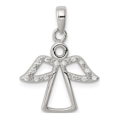 Sterling Silver CZ Girls' Angel Pendant